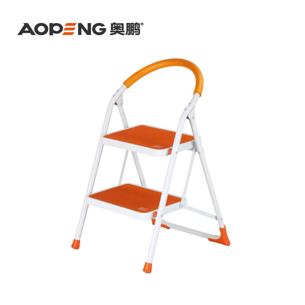 AP-1102A 2 Steps ladder with handgrip anti-slip sturdy and wide pedal multi-use for household and office handgrip step stool ladders, space saving, household steel step ladder max capacity 150kg