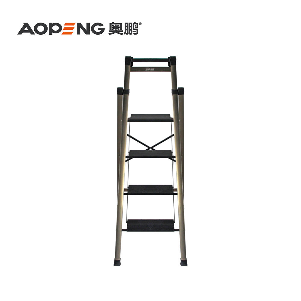 AP-2462 Step ladder folding step stool with anti-slip wide pedal handle for adults seniors, perfect for home kitchen garden safety decorative ladder, silver