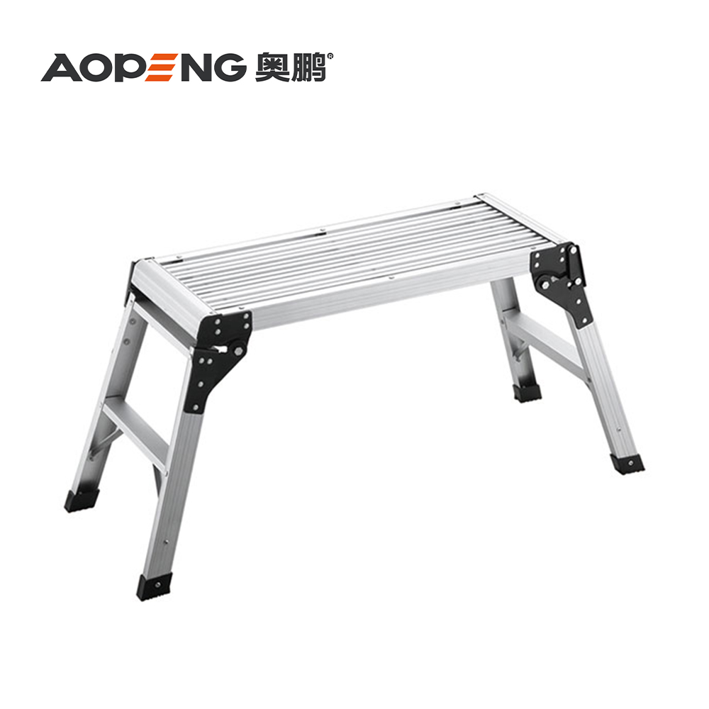 AP-801B Aopeng work platform with 150 kg duty rating, aluminum portable folding step ladder, non-slip work bench drywall stool ladder