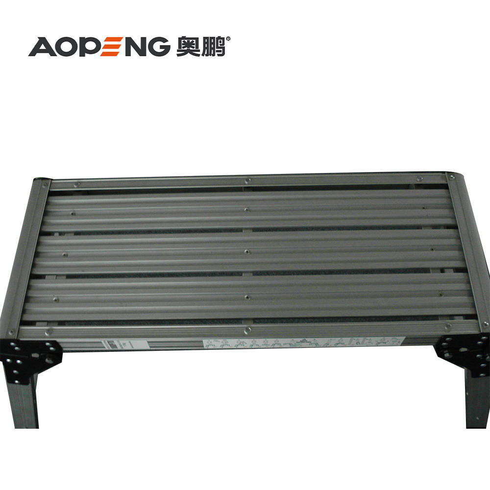 AP-801B Aopeng work platform with 150 kg duty rating, aluminum portable folding step ladder, non-slip work bench drywall stool ladder