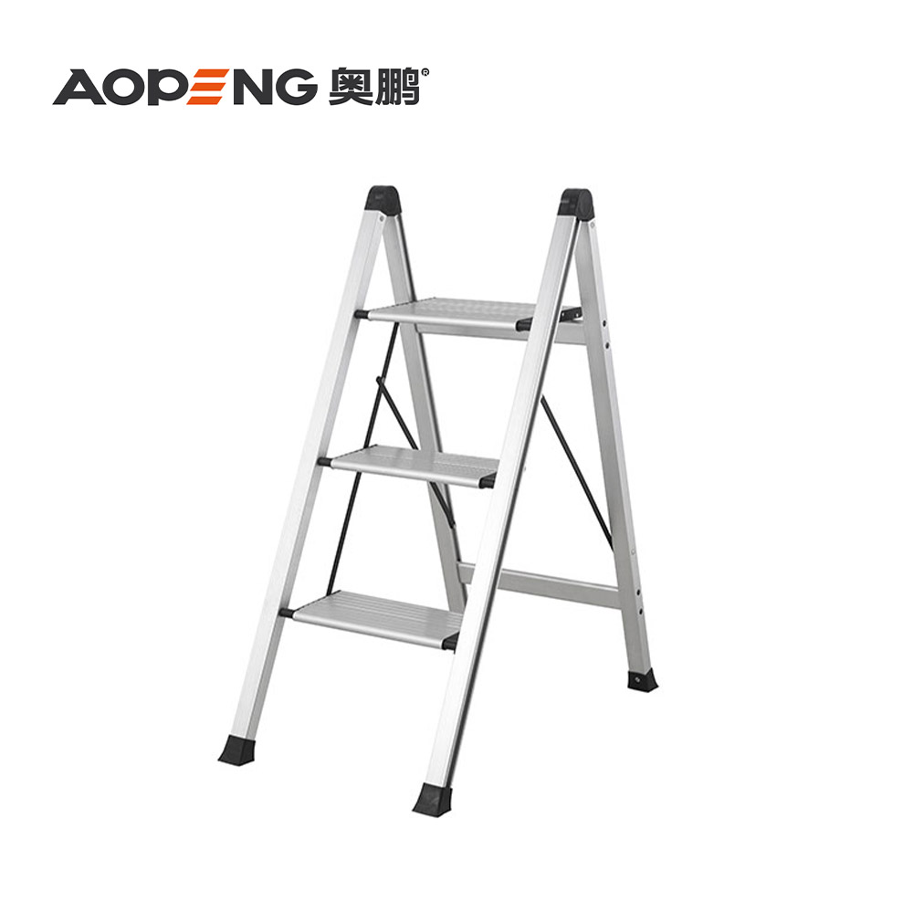 AP-2373R 3 Step ladder aluminium lightweight folding step stool wide anti-slip pedal, household office portable stepladder, max capacity 150kg