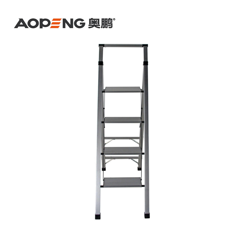 AP-2384 Step Ladder Folding Step Stool with Anti-Slip Wide Pedal Handle for Adults Seniors, Perfect for Home Kitchen Garden Safety Decorative Ladder, Silver
