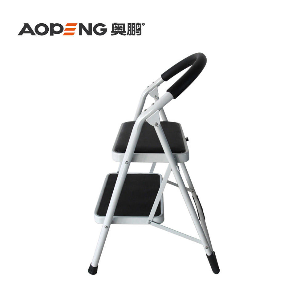 AP-1102A 2 Steps ladder with handgrip anti-slip sturdy and wide pedal multi-use for household and office handgrip step stool ladders, space saving, household steel step ladder max capacity 150kg
