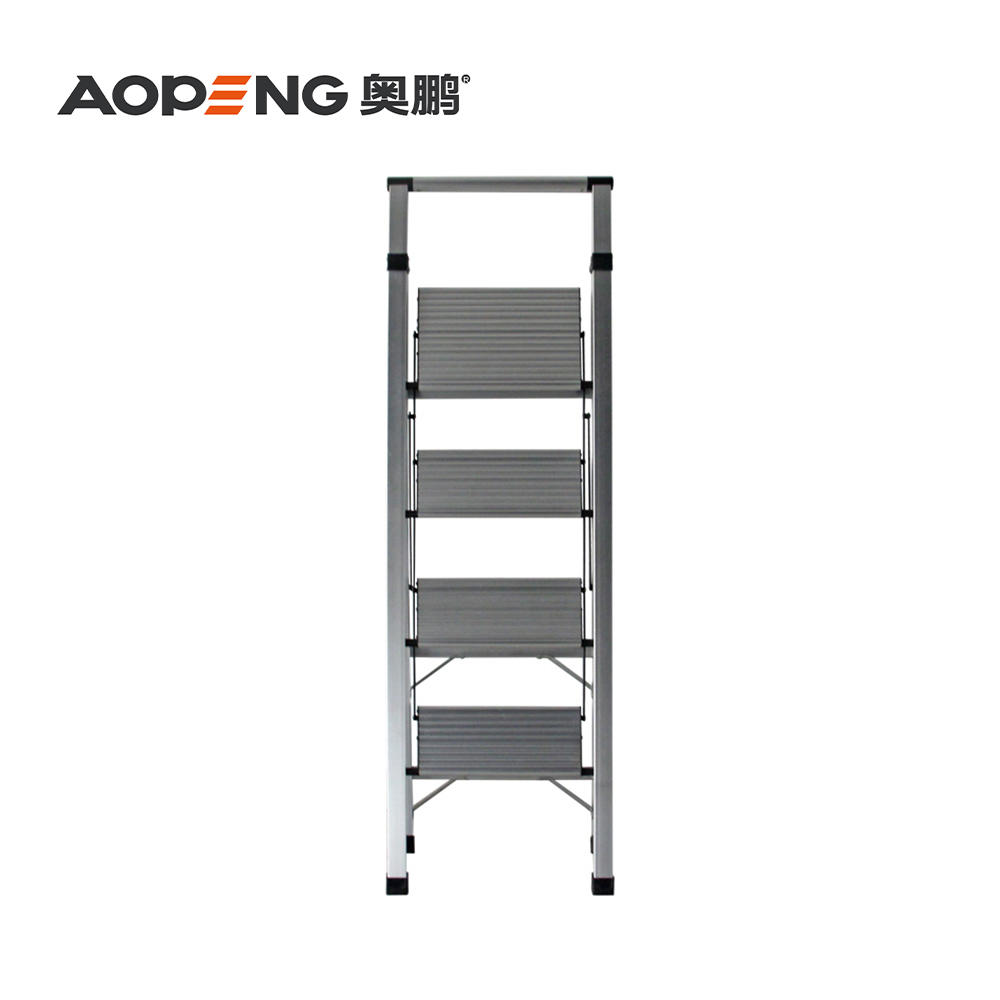 AP-2384 Step Ladder Folding Step Stool with Anti-Slip Wide Pedal Handle for Adults Seniors, Perfect for Home Kitchen Garden Safety Decorative Ladder, Silver