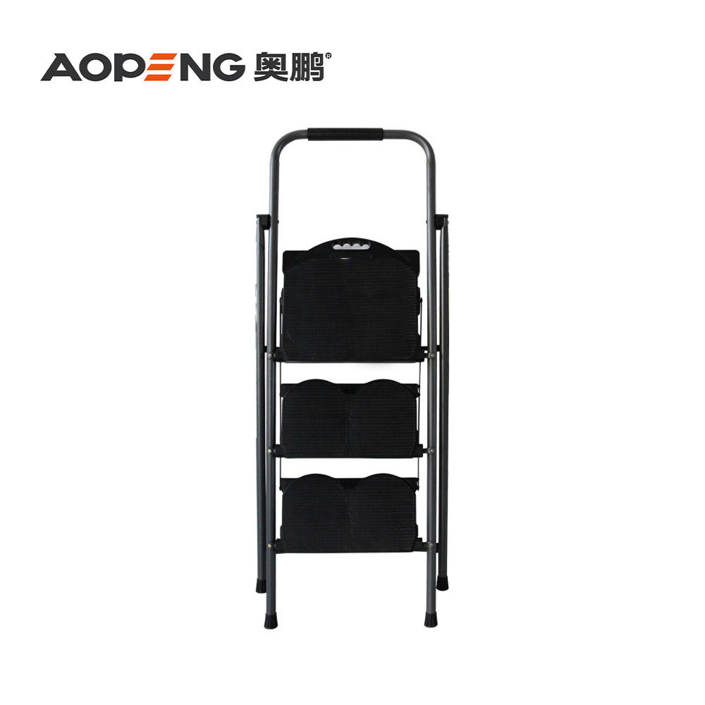 AP-1113G Three Step Ladder, Folding Step Stool, Step Stool with Wide Anti-Slip Pedal, Lightweight, Portable Folding Step Ladder with Handgrip