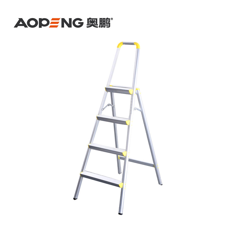 AP-2202 TWO Step ladder folding step stool with anti-slip wide pedal handle for adults seniors, perfect for home kitchen garden safety decorative ladder, silver