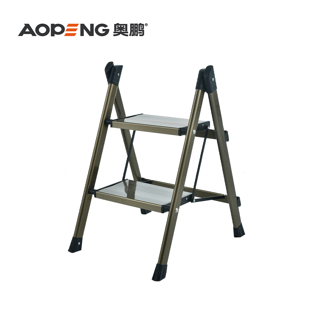 AP-2402D 2 Step ladder aluminium lightweight folding step stool wide anti-slip pedal, household office portable stepladder, max capacity 150kg