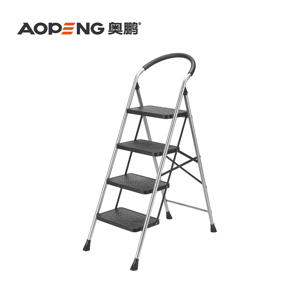 AP-1104AH Four step ladder, folding step stool, step stool with wide anti-slip pedal, lightweight, portable folding step ladder with handgrip