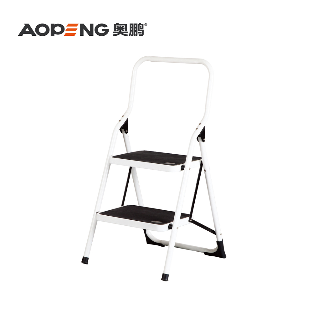 AP-1102B 2 Steps ladder with handgrip anti-slip sturdy and wide pedal multi-use for household and office handgrip step stool ladders, space saving, household steel step ladder max capacity 150kg