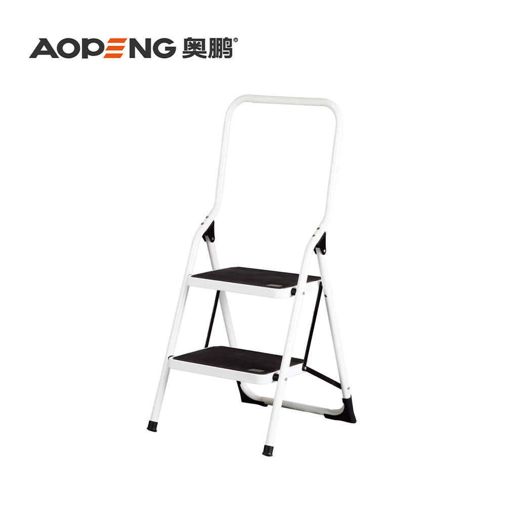 AP-1102C 2 Steps ladder with handgrip anti-slip sturdy and wide pedal multi-use for household and office handgrip step stool ladders, space saving, household steel step ladder max capacity 150kg
