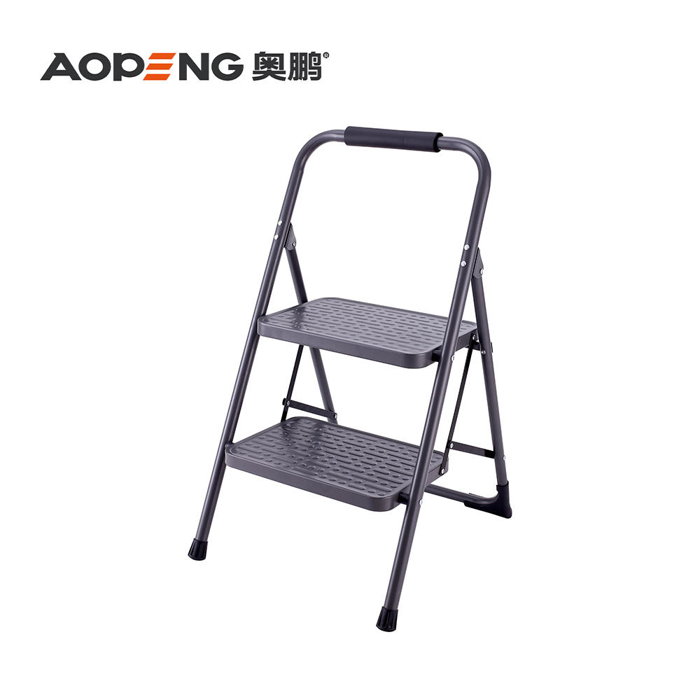 AP-1102DH Two step ladder, folding step stool, step stool with wide anti-slip pedal, lightweight, portable folding step ladder with handgrip