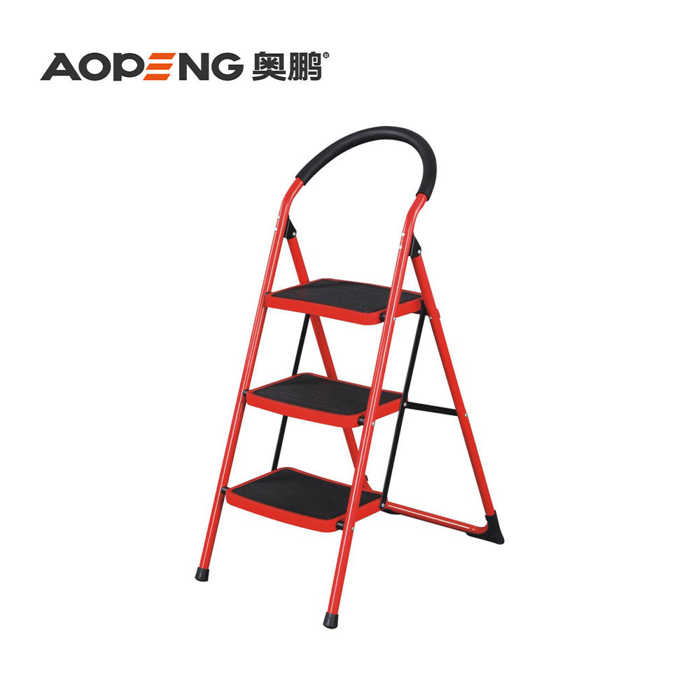AP-1102E 2 Steps ladder with handgrip anti-slip sturdy and wide pedal multi-use for household and office handgrip step stool ladders, space saving, household steel step ladder max capacity 150kg
