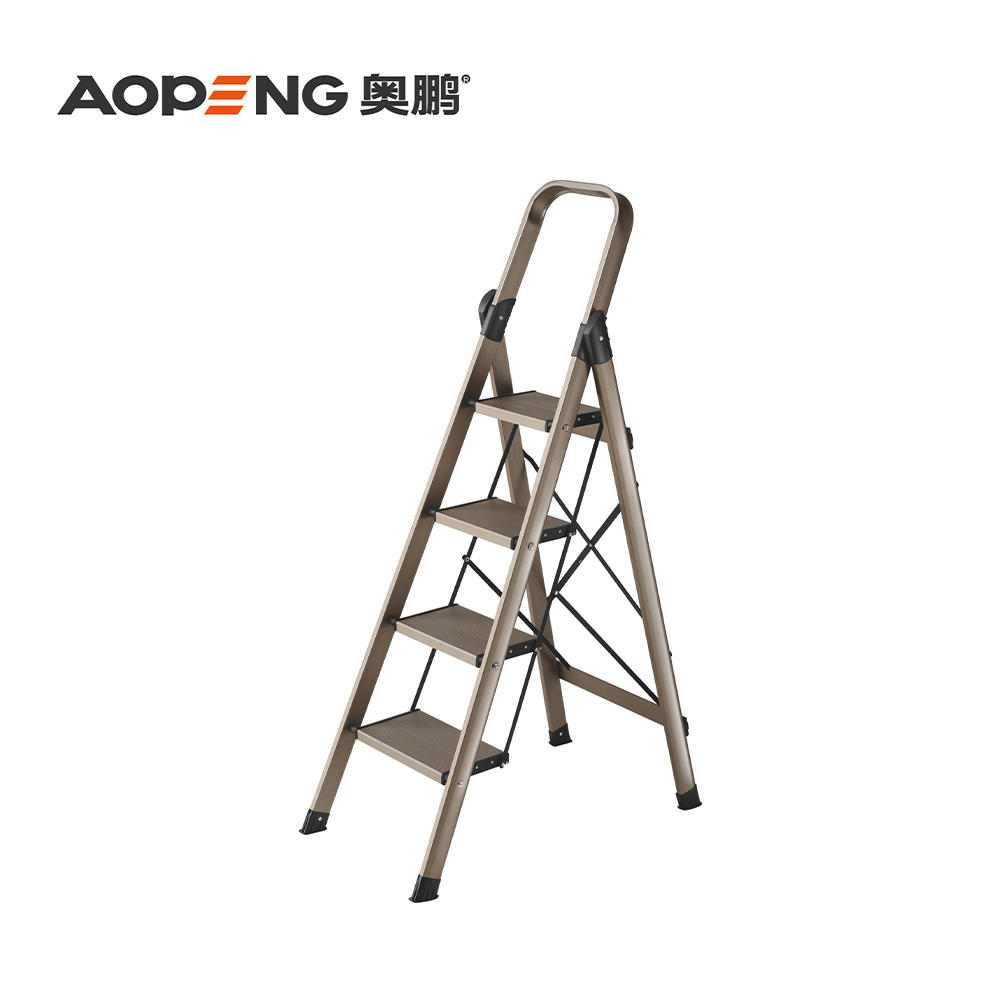 AP-2324 FOUR Step ladder folding step stool with anti-slip wide pedal handle for adults seniors, perfect for home kitchen garden safety decorative ladder
