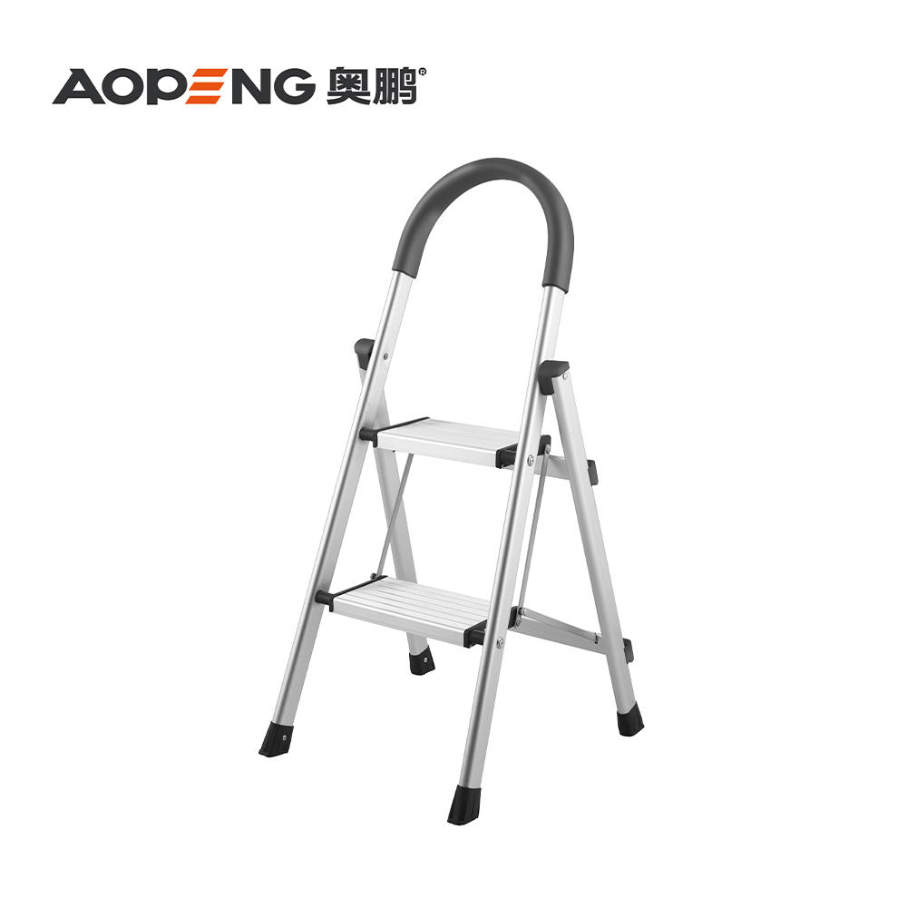 AP-2402 2 Step ladder, household aluminium folding step ladder, with wide anti-slip pedal, convenient handgrip, max capacity 150kg