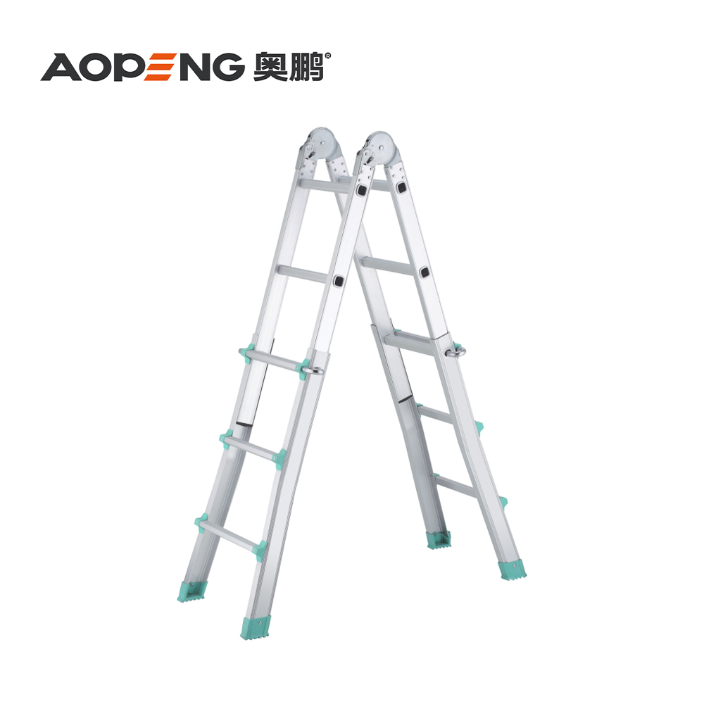 AP-414 Aopeng folding ladder heavy duty step tall ladders multipurpose aluminum extension scaffolding platform, 150kg