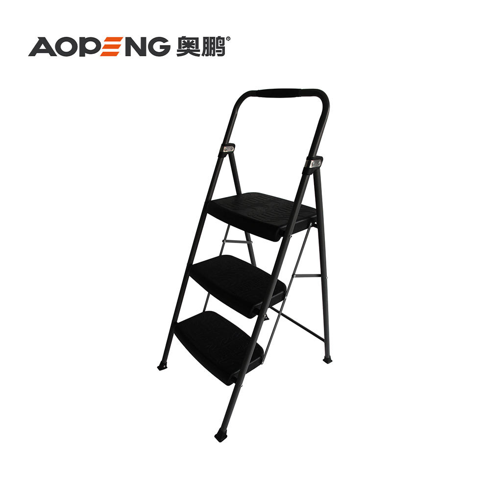 AP-1143 Three step ladder, folding step stool, step stool with wide anti-slip pedal, lightweight, portable folding step ladder with handgrip