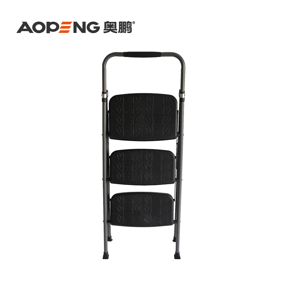 AP-1143 Three step ladder, folding step stool, step stool with wide anti-slip pedal, lightweight, portable folding step ladder with handgrip